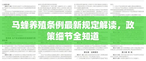 马蜂养殖条例最新规定解读，政策细节全知道