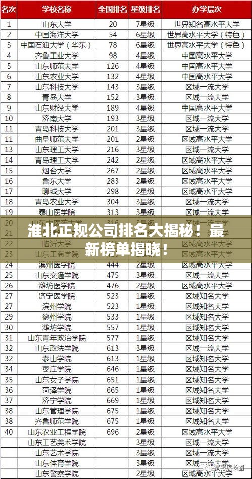 淮北正规公司排名大揭秘！最新榜单揭晓！